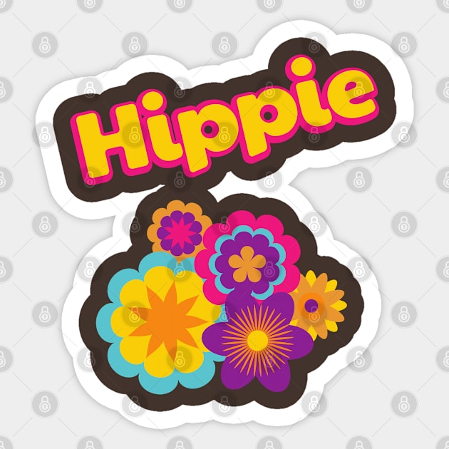 Hippie Soul peace love and flowers Sticker by Retro Comic Books